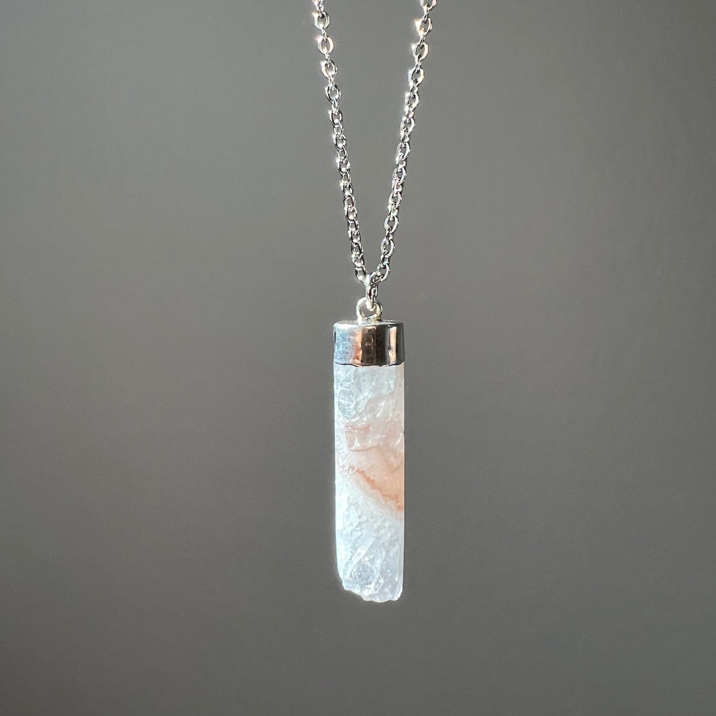 Geode Cylinder Pendant in Silver