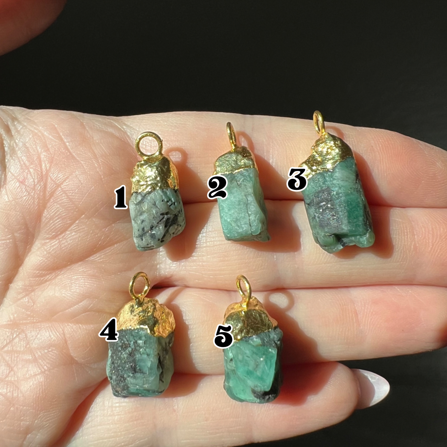Emerald Nugget Necklace in Gold