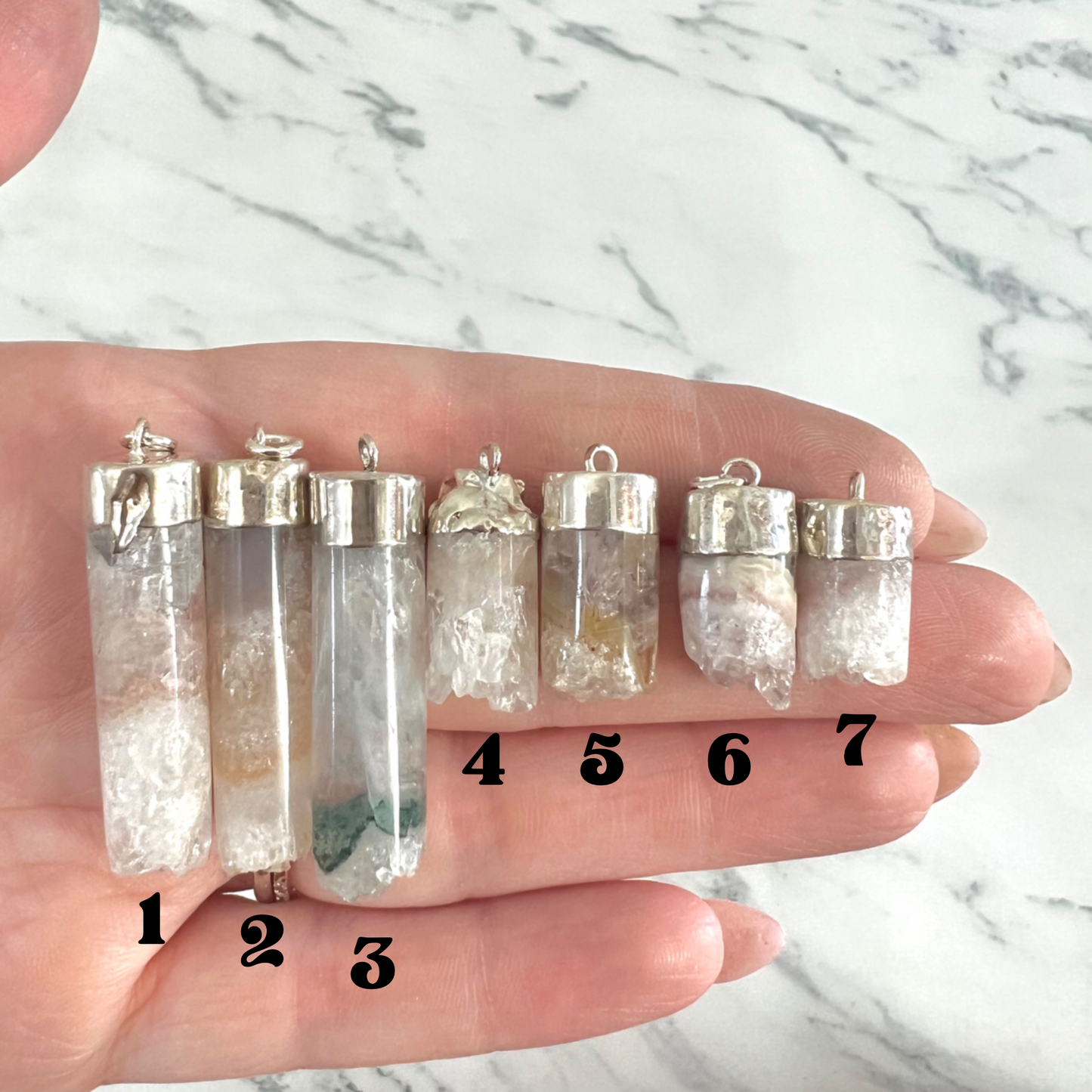 Geode Cylinder Pendant in Silver