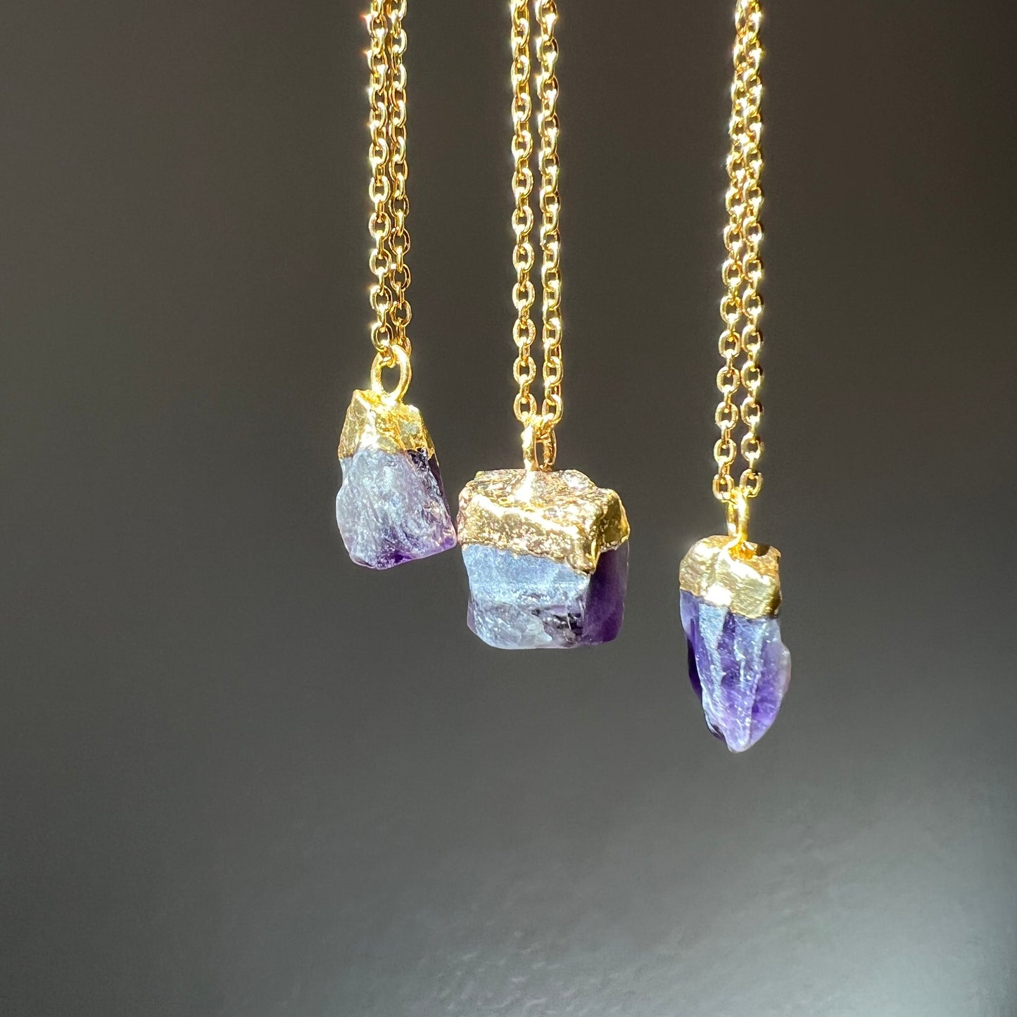 Amethyst Nugget Necklace in Gold