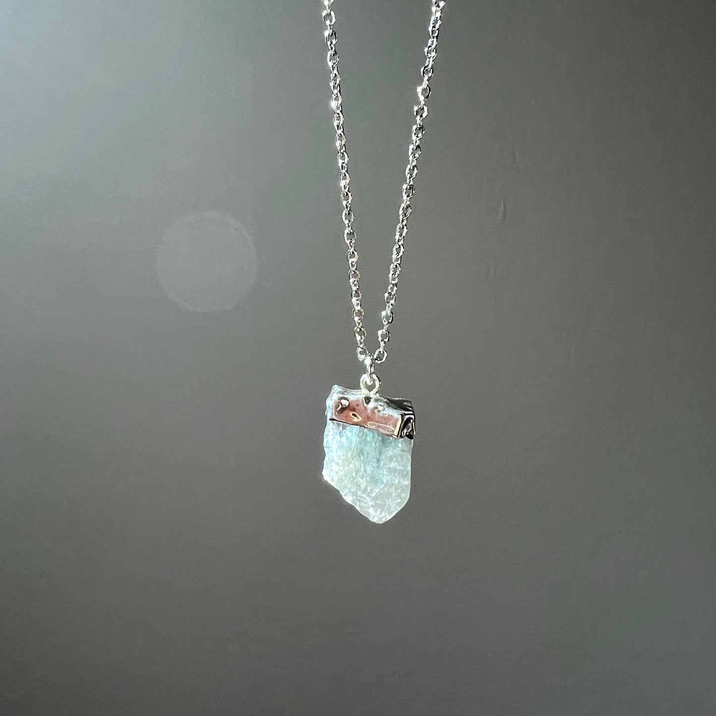 Aquamarine Nugget Necklace in Silver