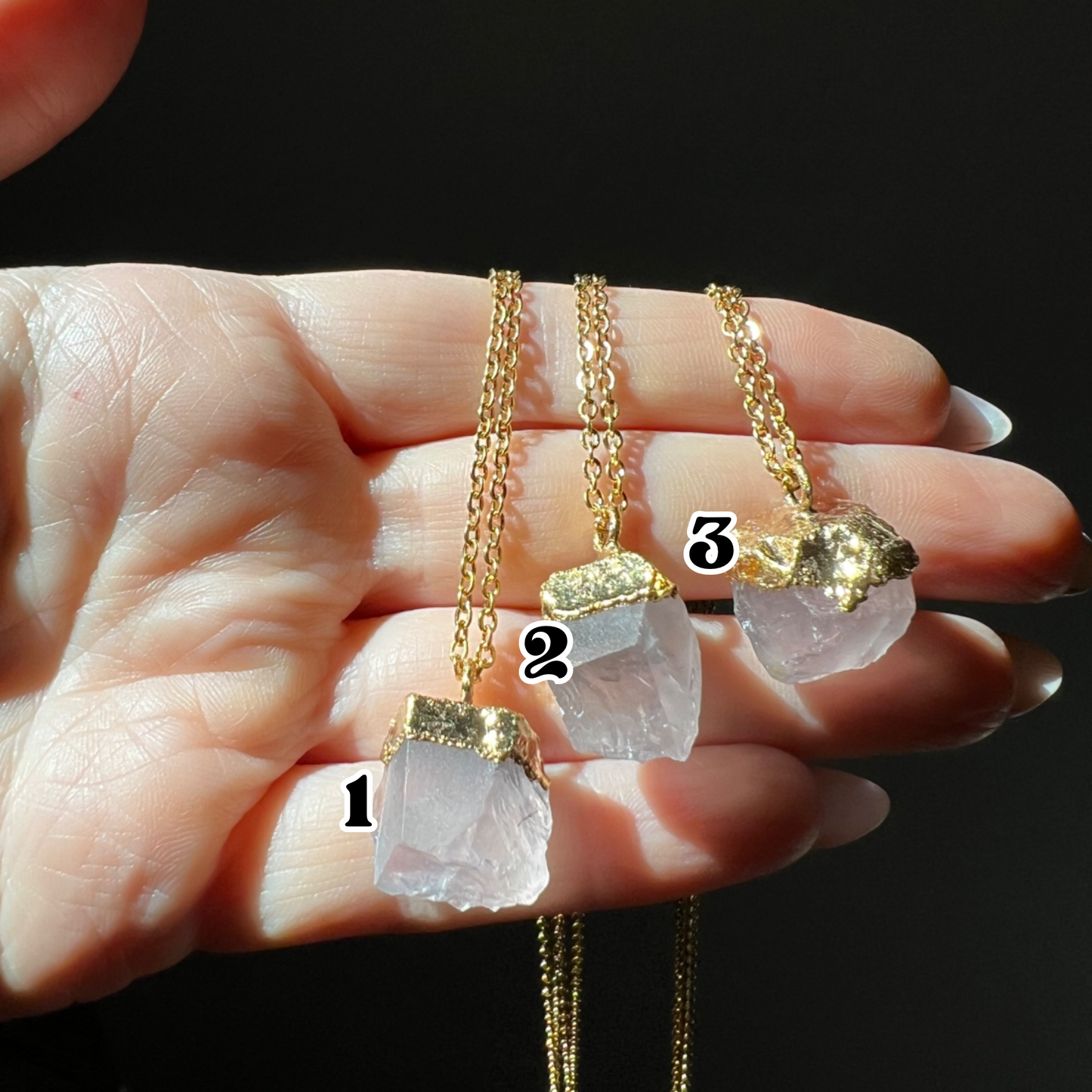 Rose Quartz Nugget Necklace in Gold