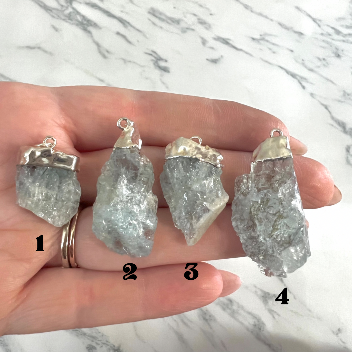 Aquamarine Nugget Necklace in Silver
