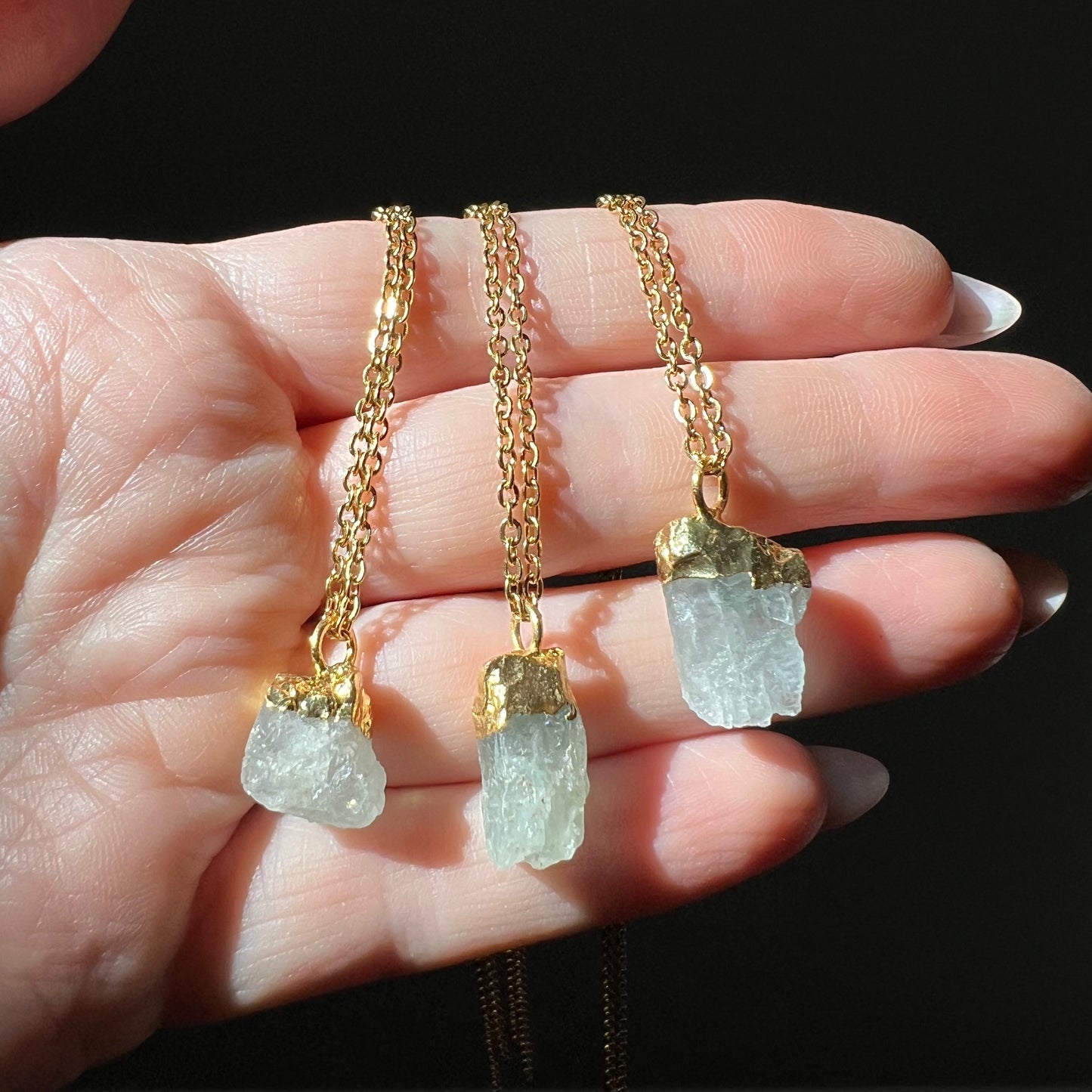 Aquamarine Nugget Necklace in Gold