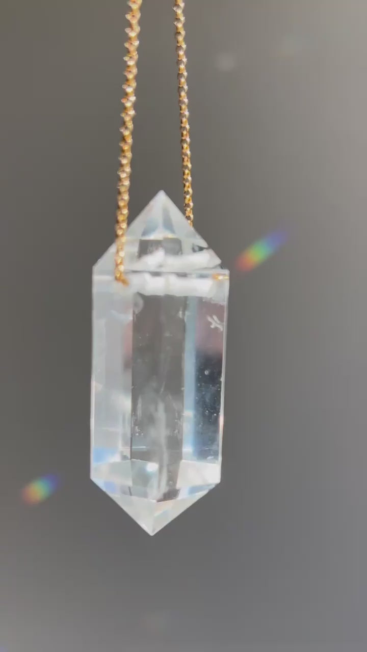 Big Quartz Crystal Layering Necklace, Healing Quartz Pendant Jewelry, Chakra Healing Necklace, Sterling Silver Healing Gemstone Jewelry