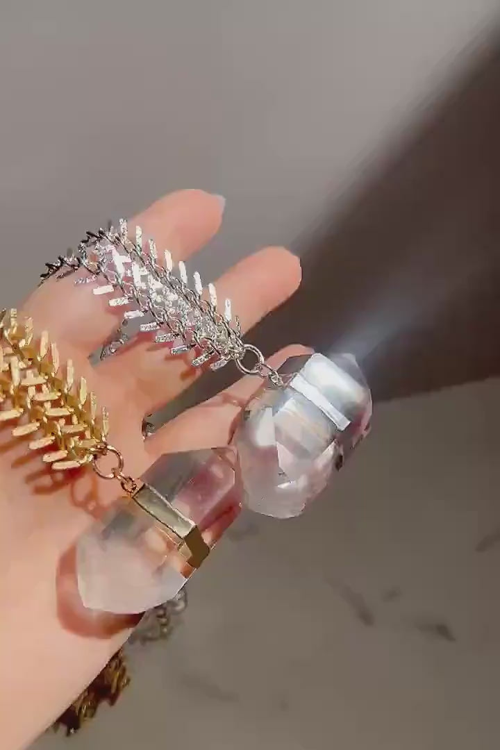 Crystal Quartz Statement Necklace, Boho Crystal Necklace, Big Crystal Necklace, Extra Large Crystal Necklace, Horizontal Crystal Necklace