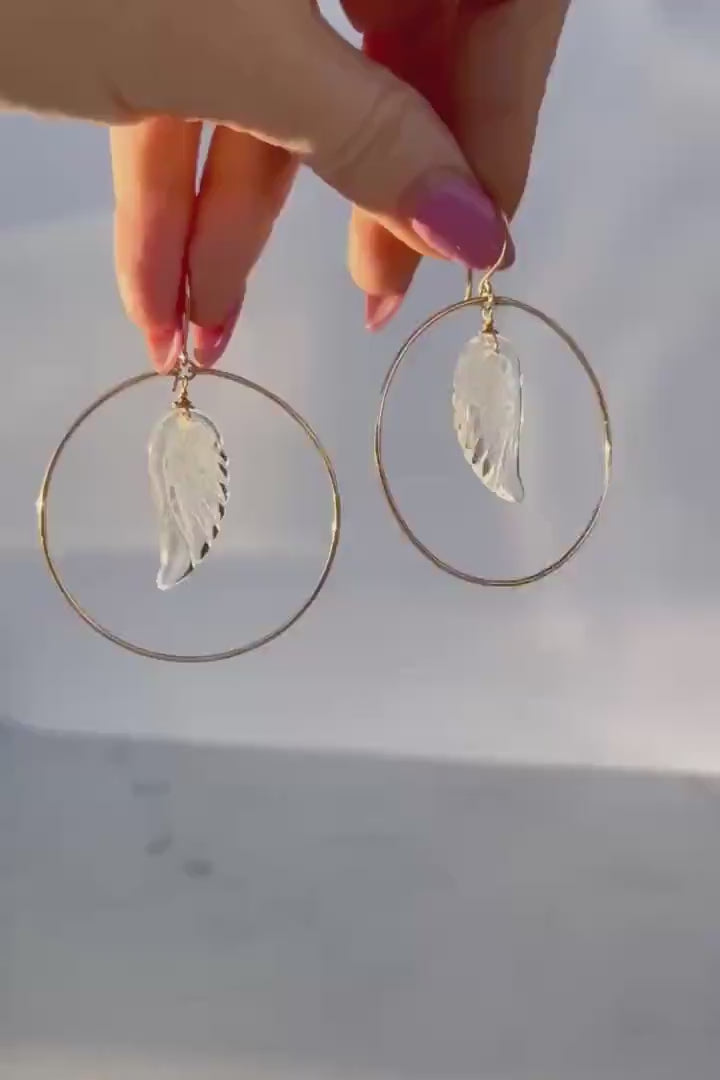 Angel Wing Hoop Earrings, Angel Wing Jewelry, Crystal Hoop Earrings, Angel Jewelry, Crystal Angel Wing, Angel Wing Earrings, Angel Wing Gift