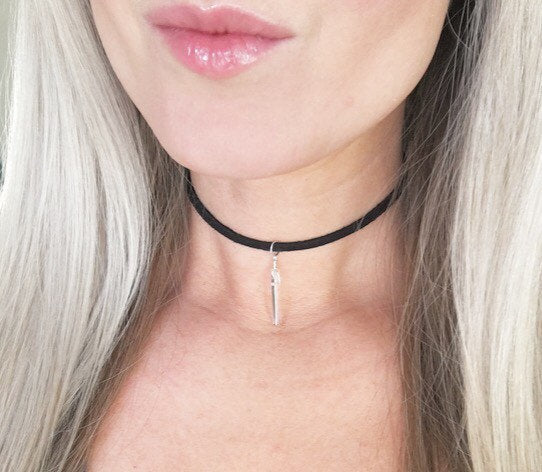 Crystal Choker on Black Suede, Rose Quartz, Citrine, Amethyst, Crystal Quartz