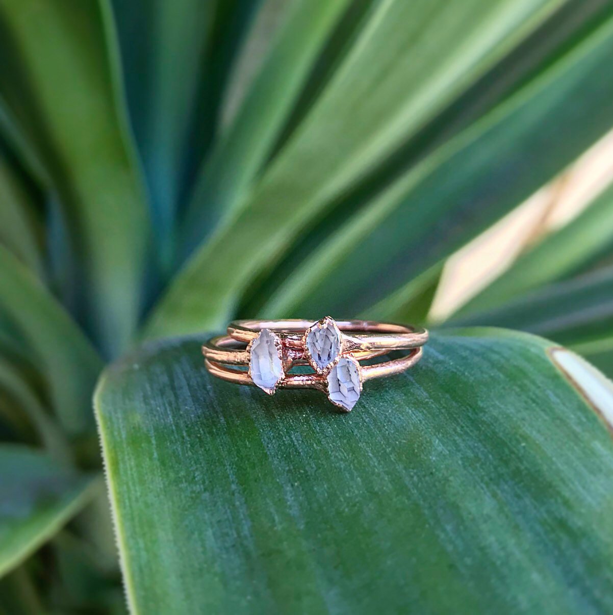 Dainty Herkimer Diamond Ring, Delicate Crystal Ring, Alternative Engagement Ring, Tiny Stone Ring, April Birthstone Gift, Crystal Wedding