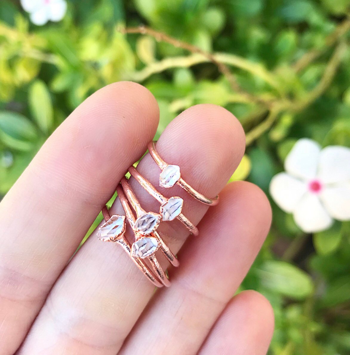Dainty Herkimer Diamond Ring, Delicate Crystal Ring, Alternative Engagement Ring, Tiny Stone Ring, April Birthstone Gift, Crystal Wedding