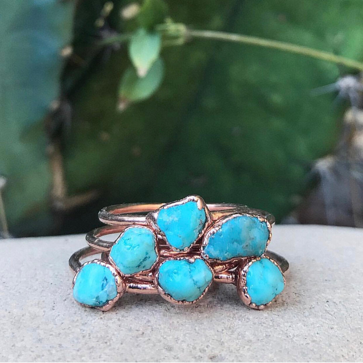 Turquoise Raw Stone Ring, Stackable, Birthstone Jewelry, Dainty December Birthstone Ring, Raw Ring, Healing Stone Ring, Birthstone Gems