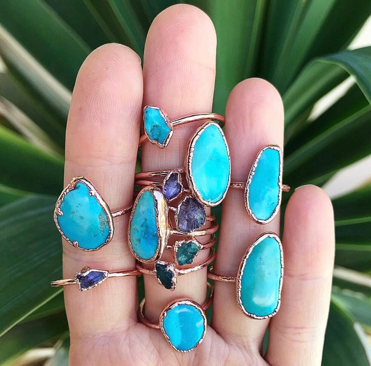 Sleeping Beauty Turquoise Ring, Raw Turquoise and Copper Ring, Big Turquoise Ring, Natural Raw Turquoise Ring, Turquoise Statement Ring