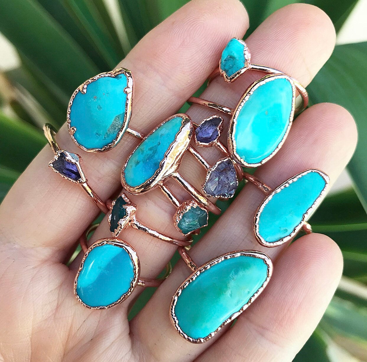 Sleeping Beauty Turquoise Ring, Raw Turquoise and Copper Ring, Big Turquoise Ring, Natural Raw Turquoise Ring, Turquoise Statement Ring