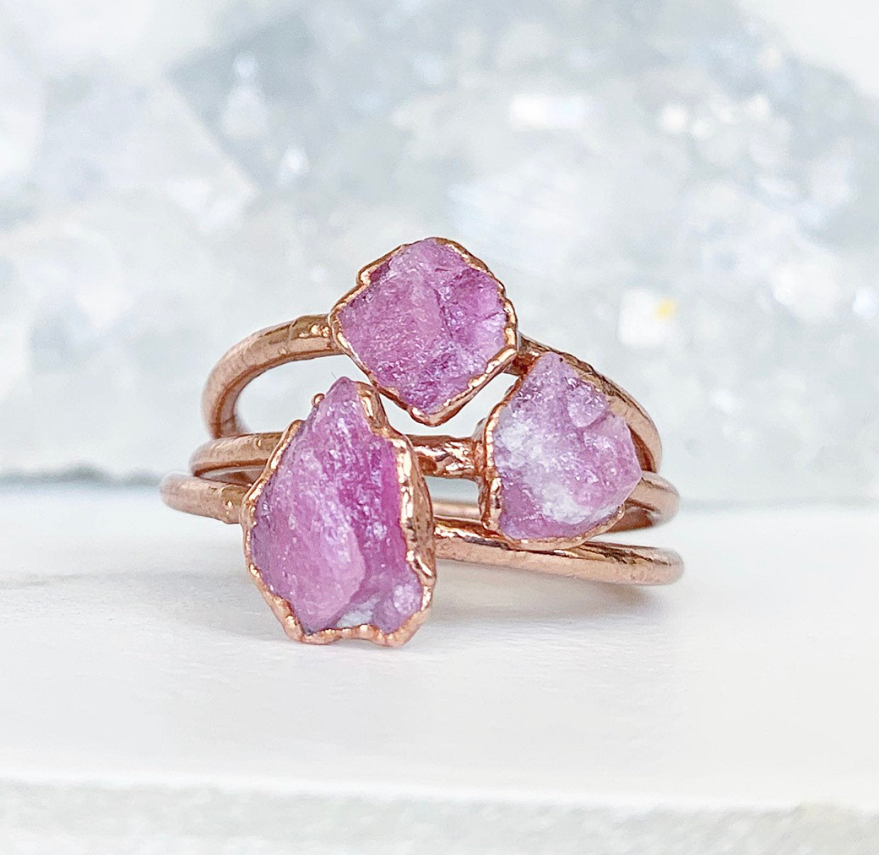 Vintage Pink Tourmaline Austrian Crystal Ring