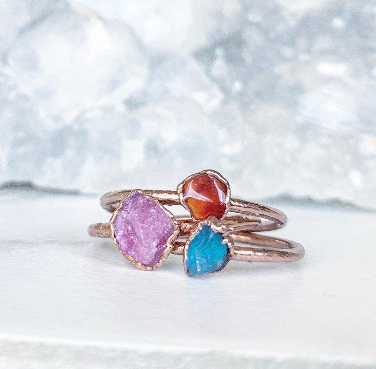 Dainty Carnelian Stone Ring, Delicate Healing Crystal Jewelry, Tiny Carnelian Crystal Ring, Healing Crystal Gift, Raw Stone Stacking Ring