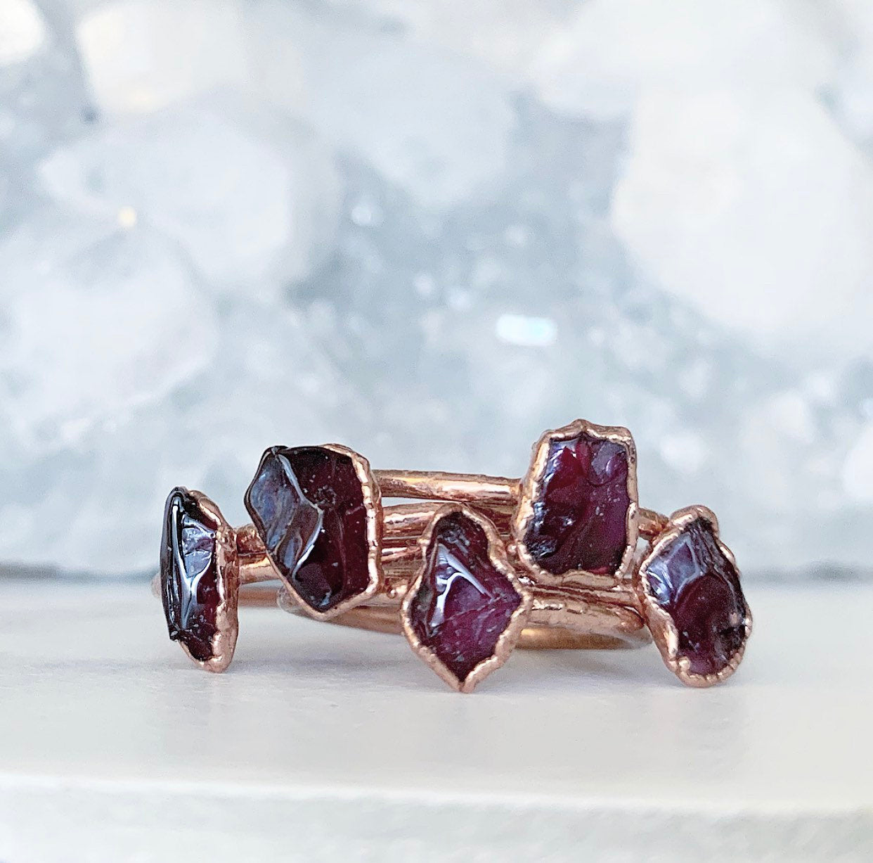Dainty Raw Garnet Ring, January Birthstone Ring, Delicate Garnet Ring, Tiny Garnet Stone Ring, January Birthstone Gift, Raw Gemstone Ring