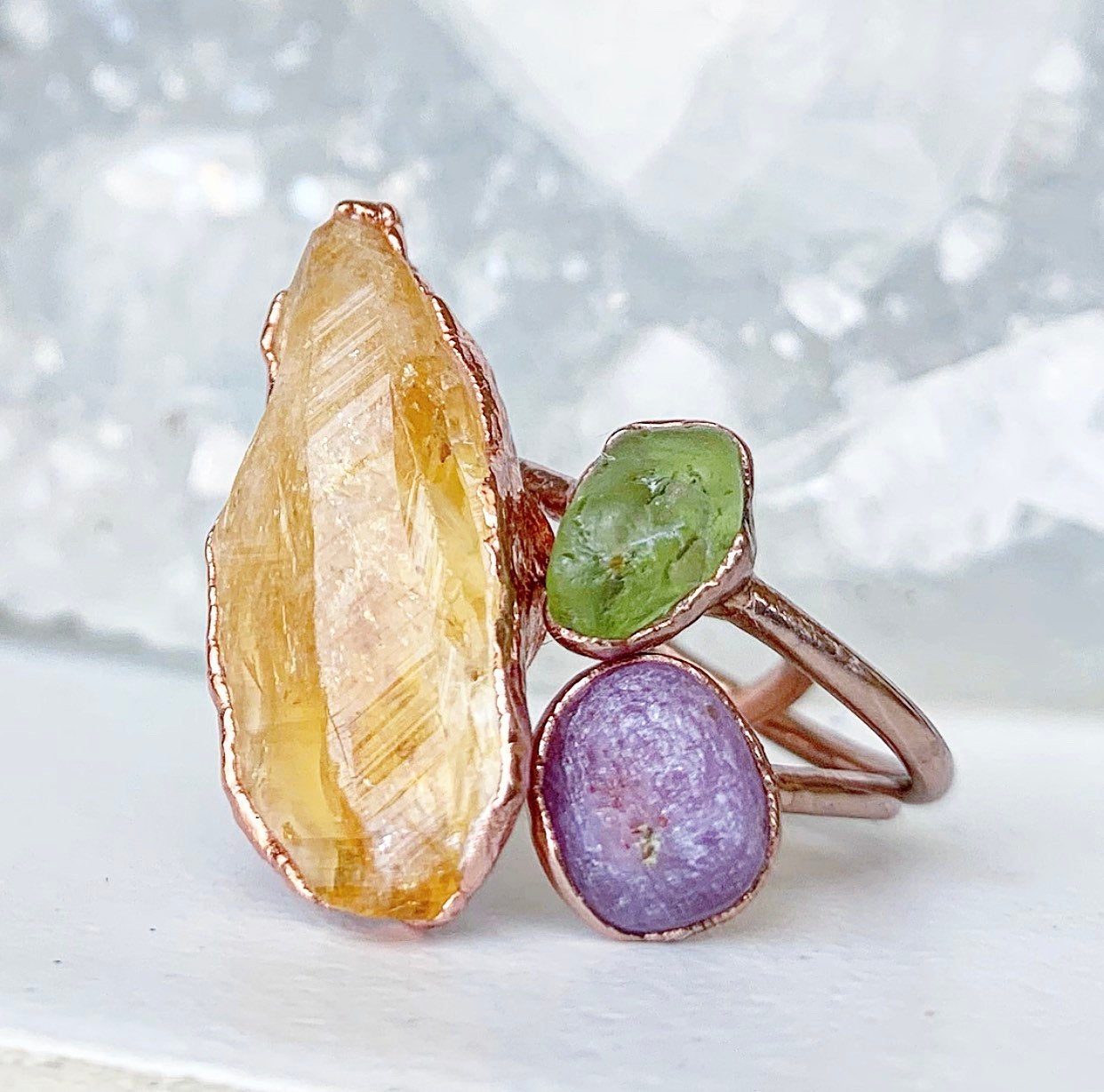 Raw Peridot Stacking Ring, August Birthstone Ring, Rough Stone Stacking Ring, August Birthstone Jewelry Gift, August Birthday Gift for Her