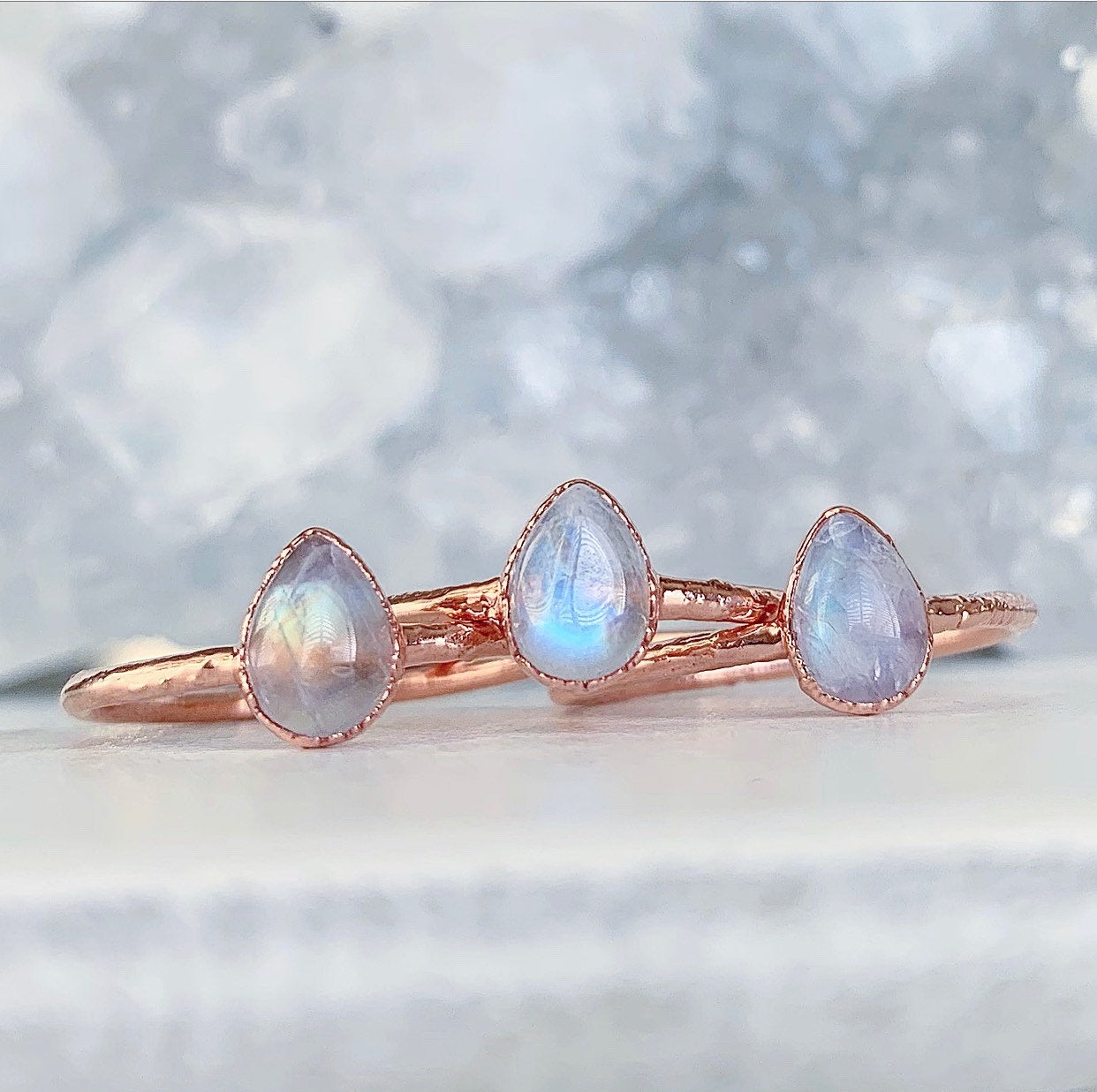 Moonstone Stacking Ring, Dainty June Birthstone Ring, Teardrop Moonstone Ring, Healing Stone Ring, Tiny Stone Ring, Raw Gemstone Ring