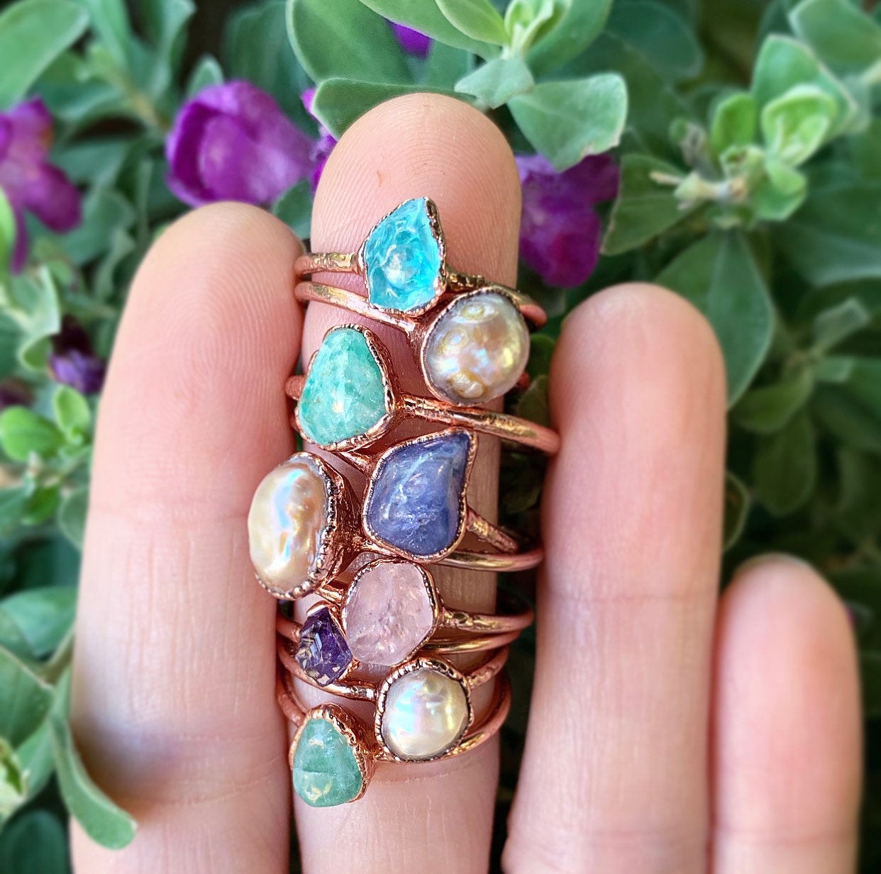 Raw Emerald Stacking Ring, May Birthstone Gift, Green Crystal Ring, Emerald Birthstone Jewelry, May Birthday Gift for Her, Raw Stone Ring