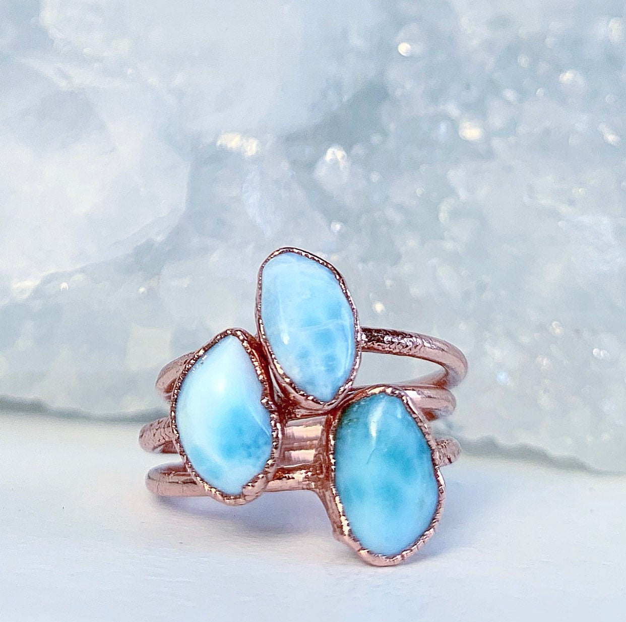 Raw Larimar Stone Ring, Pisces Birthstone Ring, Leo Birthstone Ring, Natural Larimar Ring, Alternative Birthstone, Jewelry Gift for Her