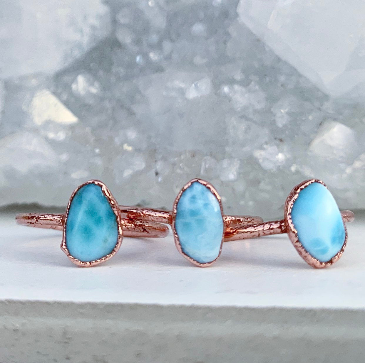 Raw Larimar Stone Ring, Pisces Birthstone Ring, Leo Birthstone Ring, Natural Larimar Ring, Alternative Birthstone, Jewelry Gift for Her