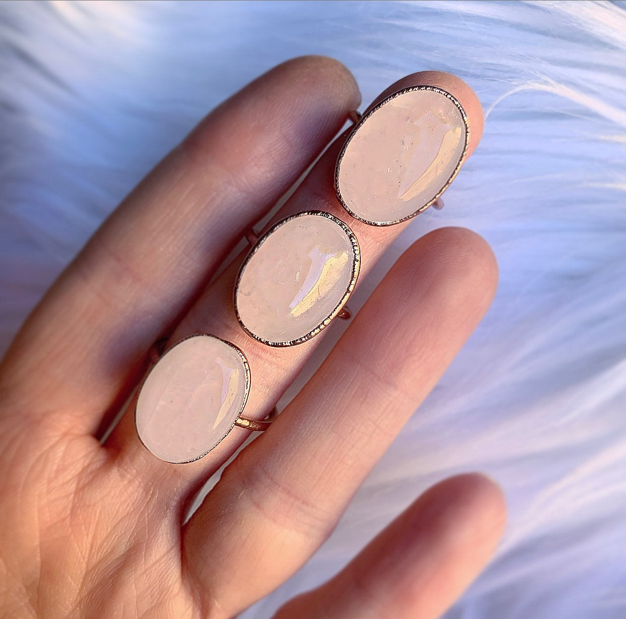 Rose Quartz Oval Ring, Rose Quartz Crystal Statement Ring, Oval Gemstone Ring, Large Raw Stone Ring, Love Stone Ring
