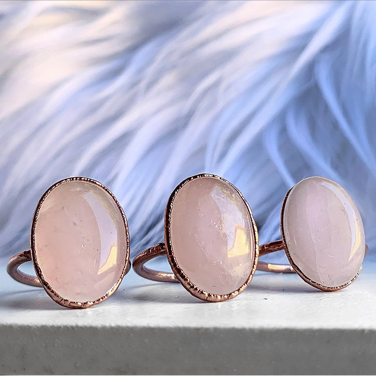 Rose Quartz Oval Ring, Rose Quartz Crystal Statement Ring, Oval Gemstone Ring, Large Raw Stone Ring, Love Stone Ring