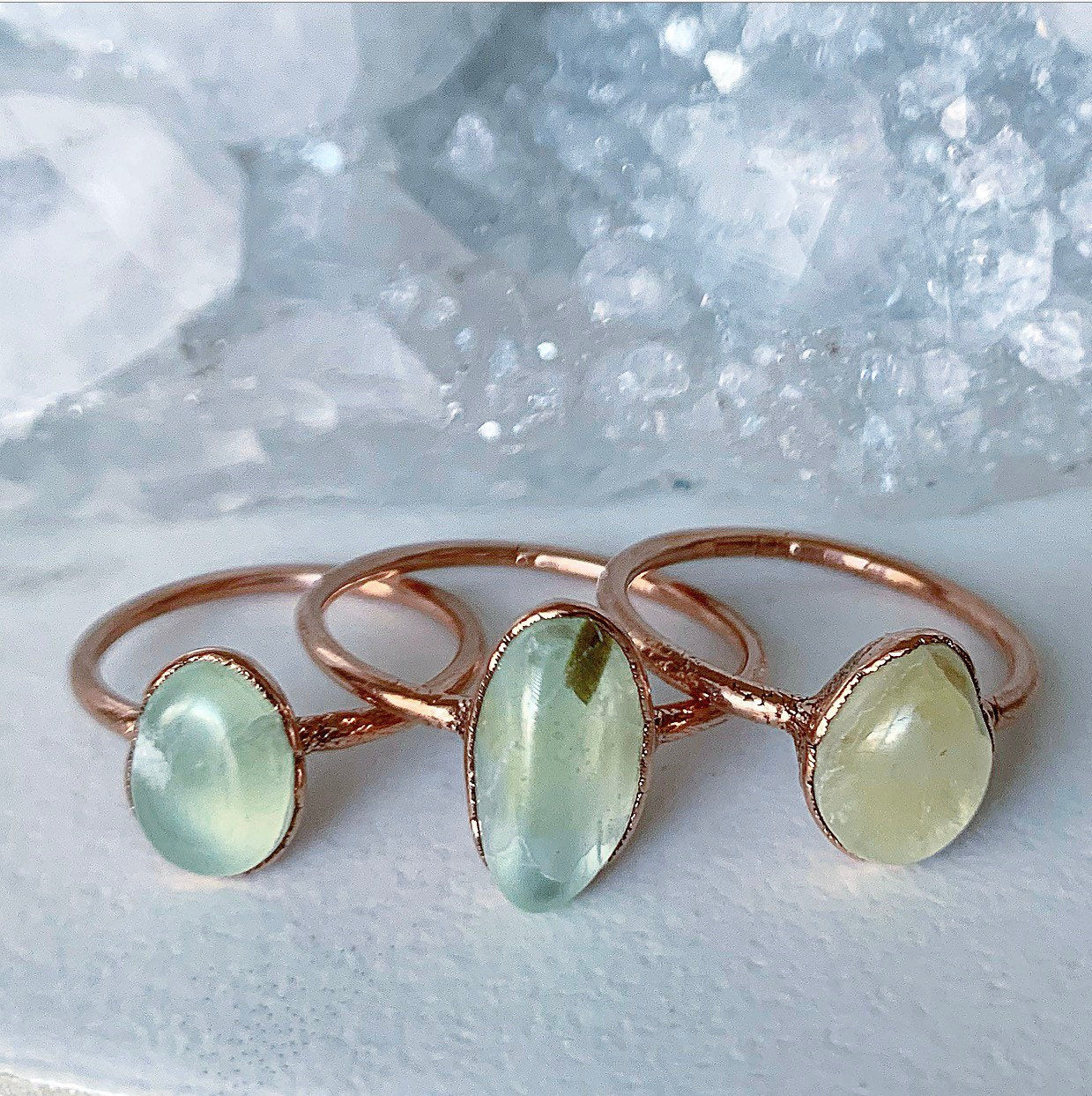 Smooth Prehnite Ring