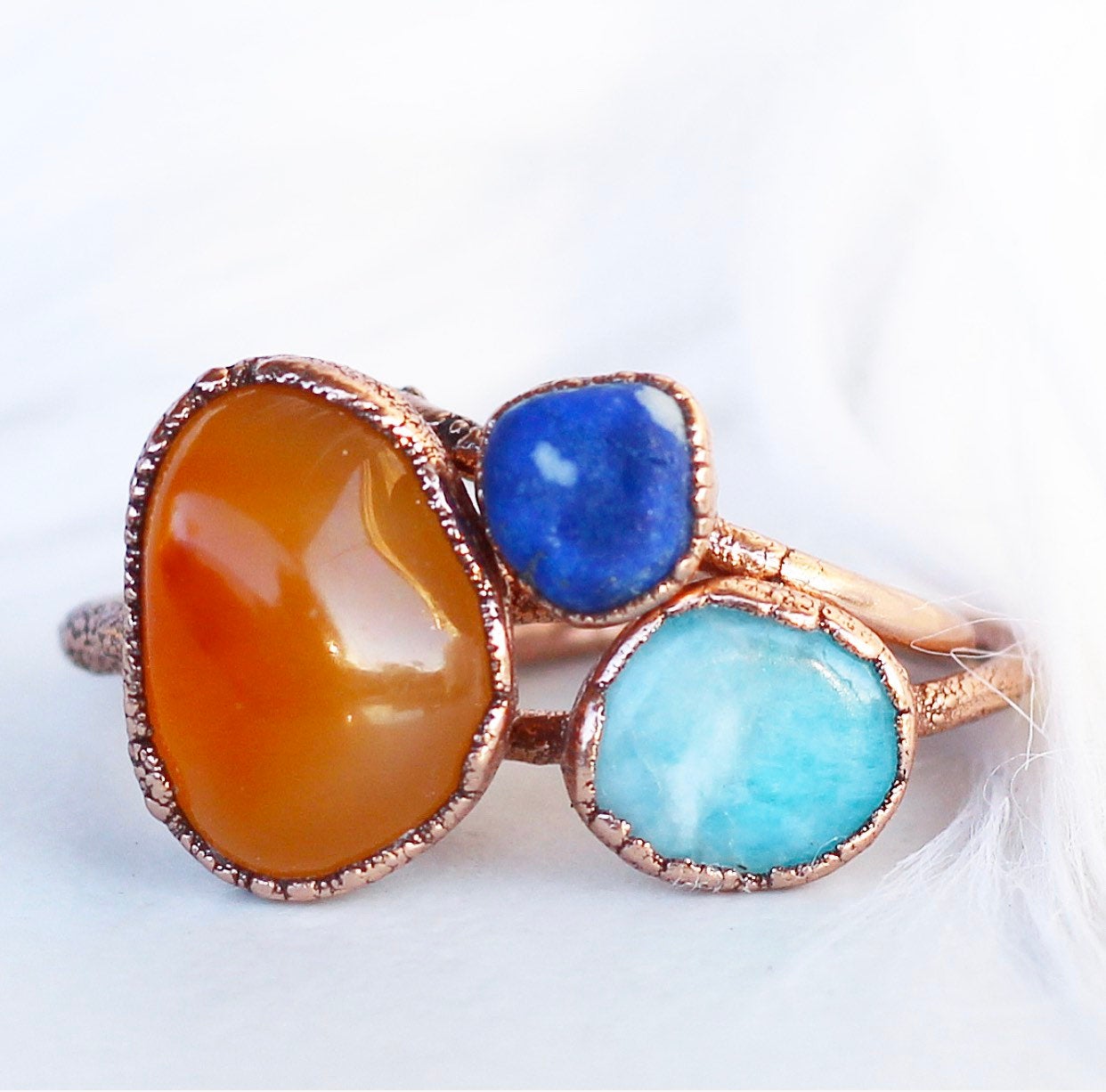 Chunky Raw Carnelian Stacking Ring