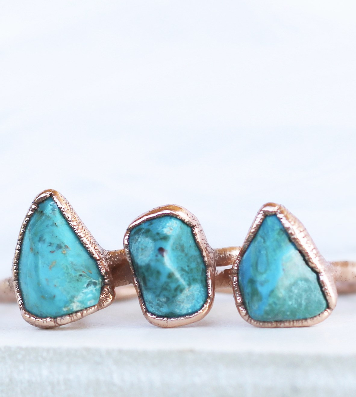 Raw Chrysocolla Copper Stacking Ring