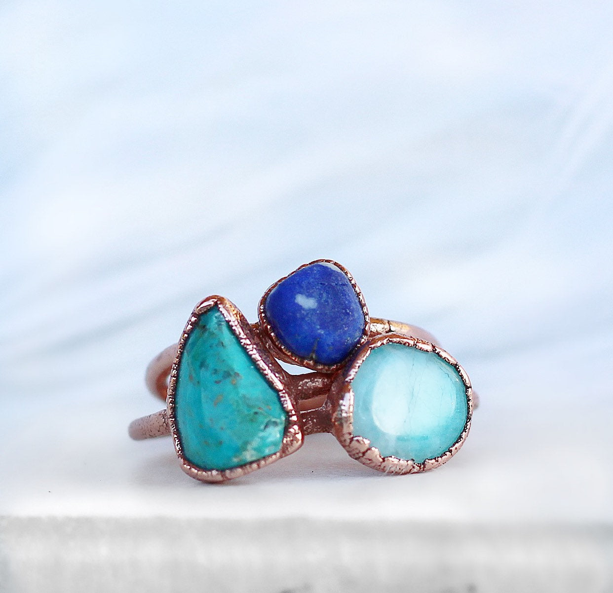 Raw Chrysocolla Copper Stacking Ring