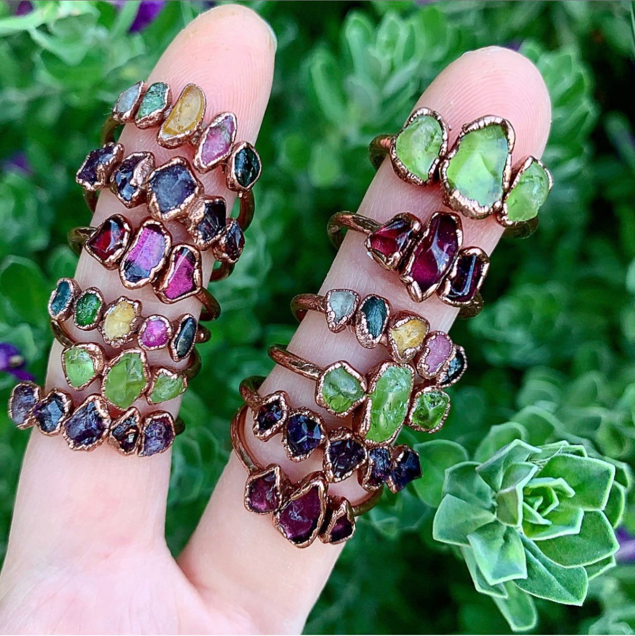 Multi Stone Tourmaline Rainbow Stacking Ring