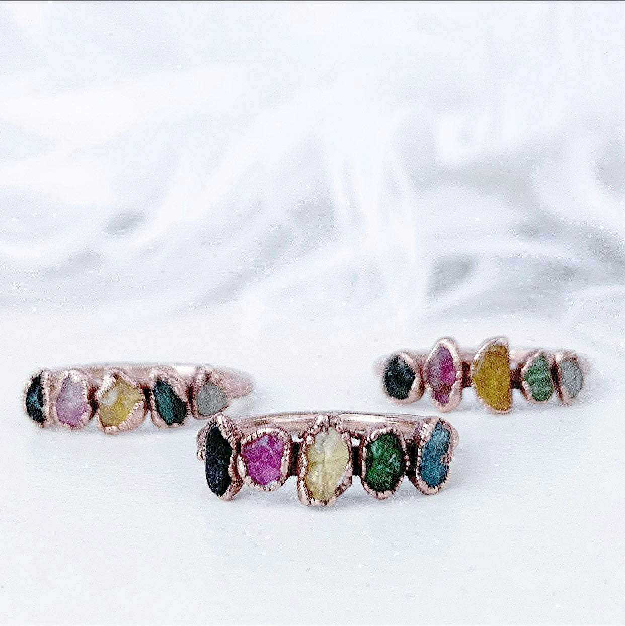 Multi Stone Tourmaline Rainbow Stacking Ring