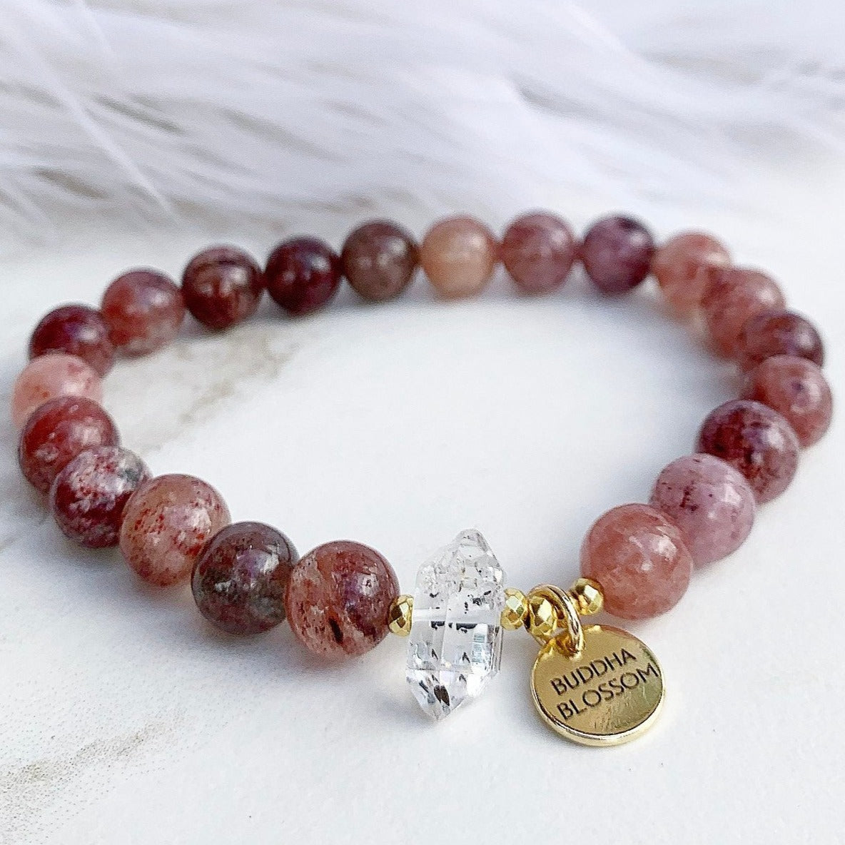 Strawberry Quartz, Mala Bracelet, Mala Beads