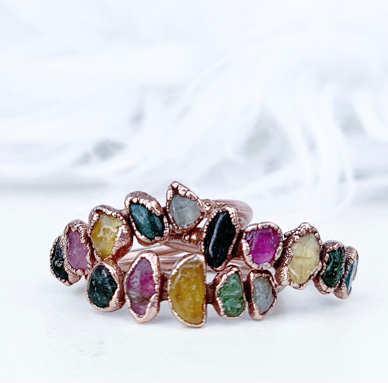 Multi Stone Tourmaline Rainbow Stacking Ring