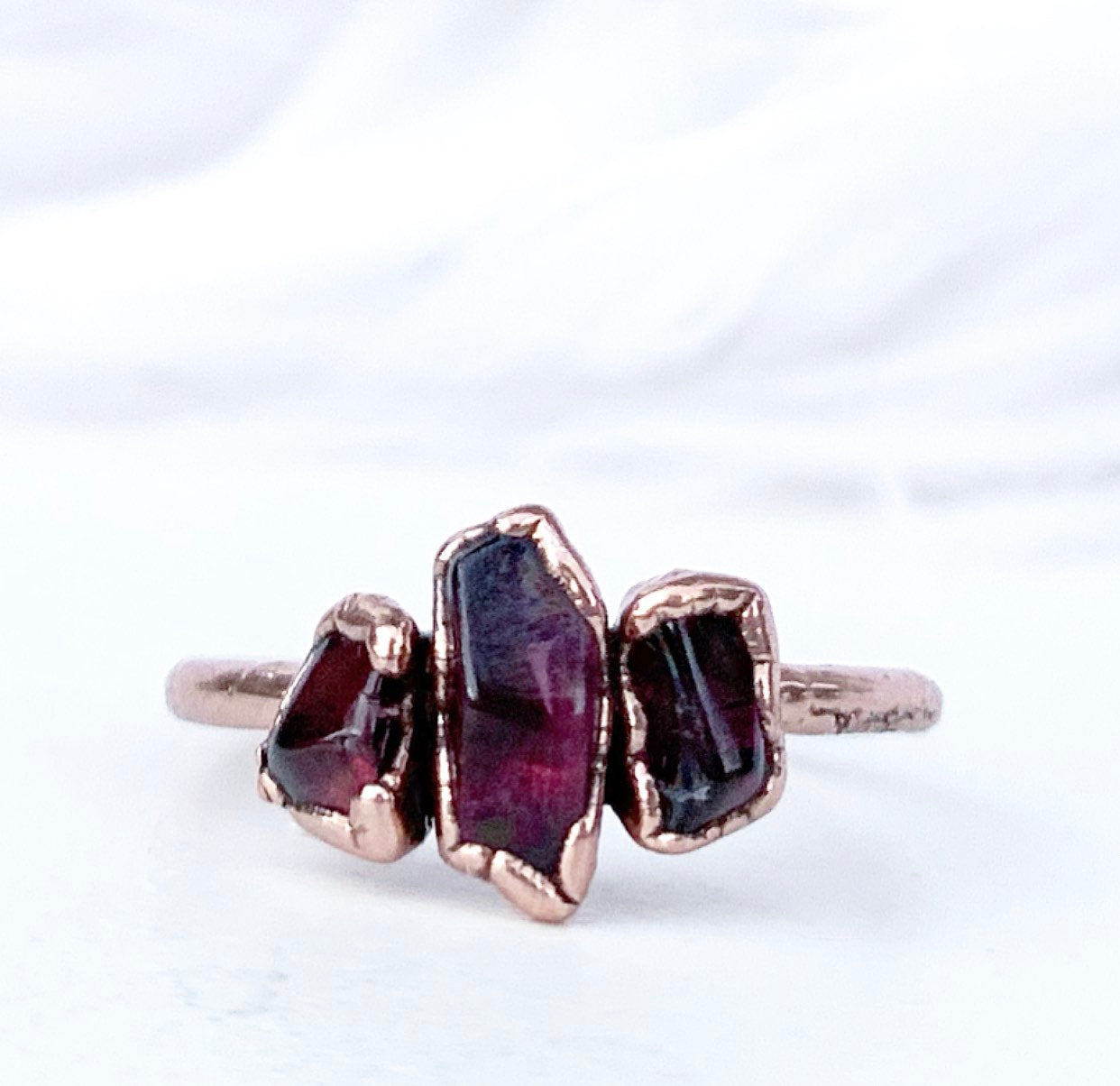 Garnet Three Stone Stacking Ring