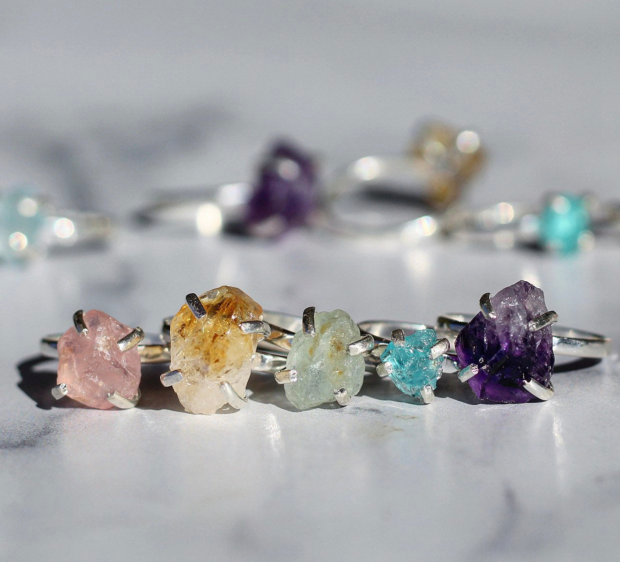 Sterling Silver Raw Amethyst Claw Ring | Each ring is made by hand