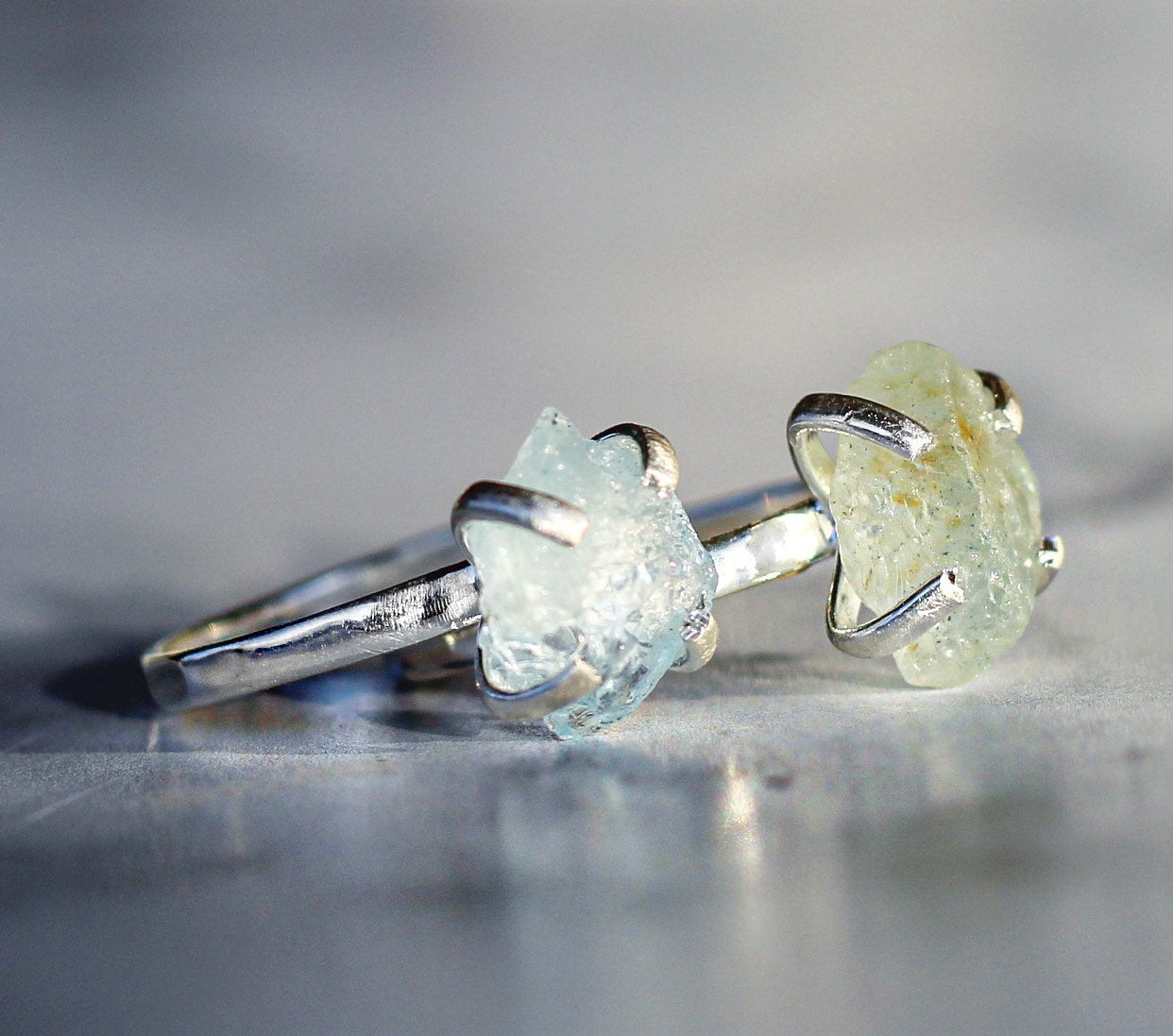 Sterling Silver Raw Aquamarine Claw Ring
