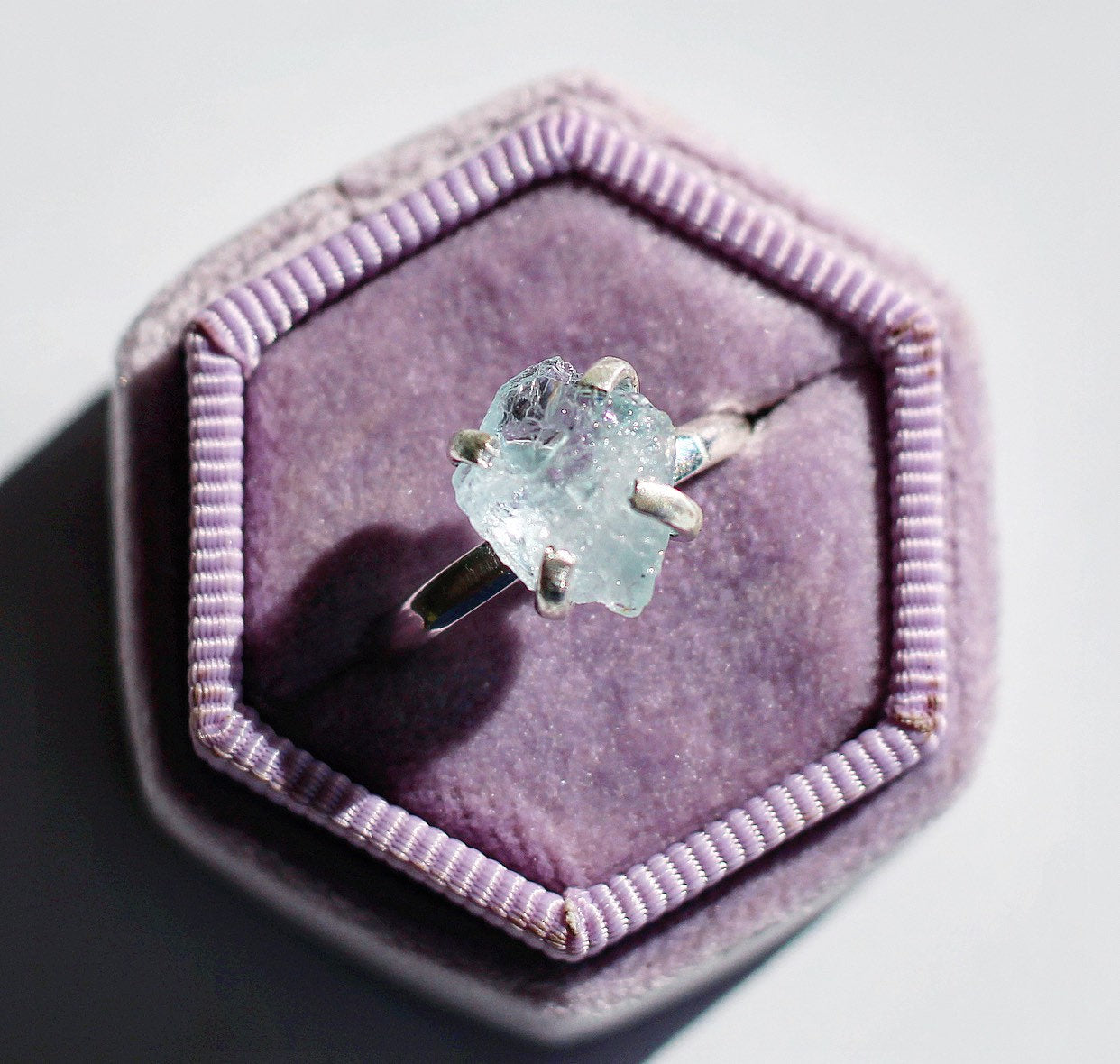 Sterling Silver Raw Aquamarine Claw Ring