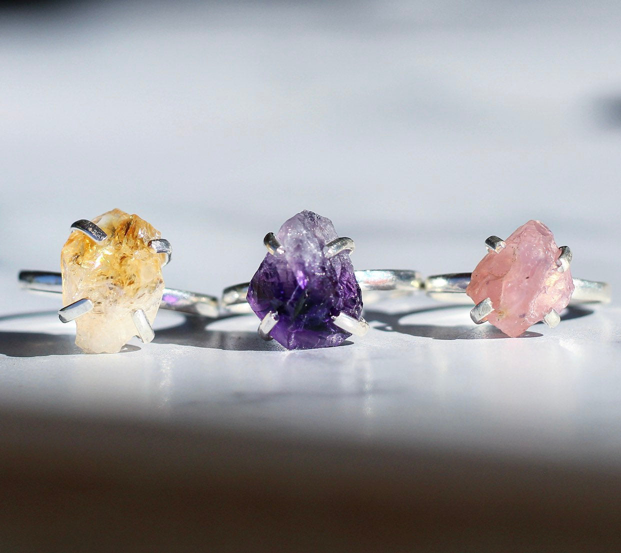 Sterling Silver Raw Amethyst Claw Ring | Each ring is made by hand
