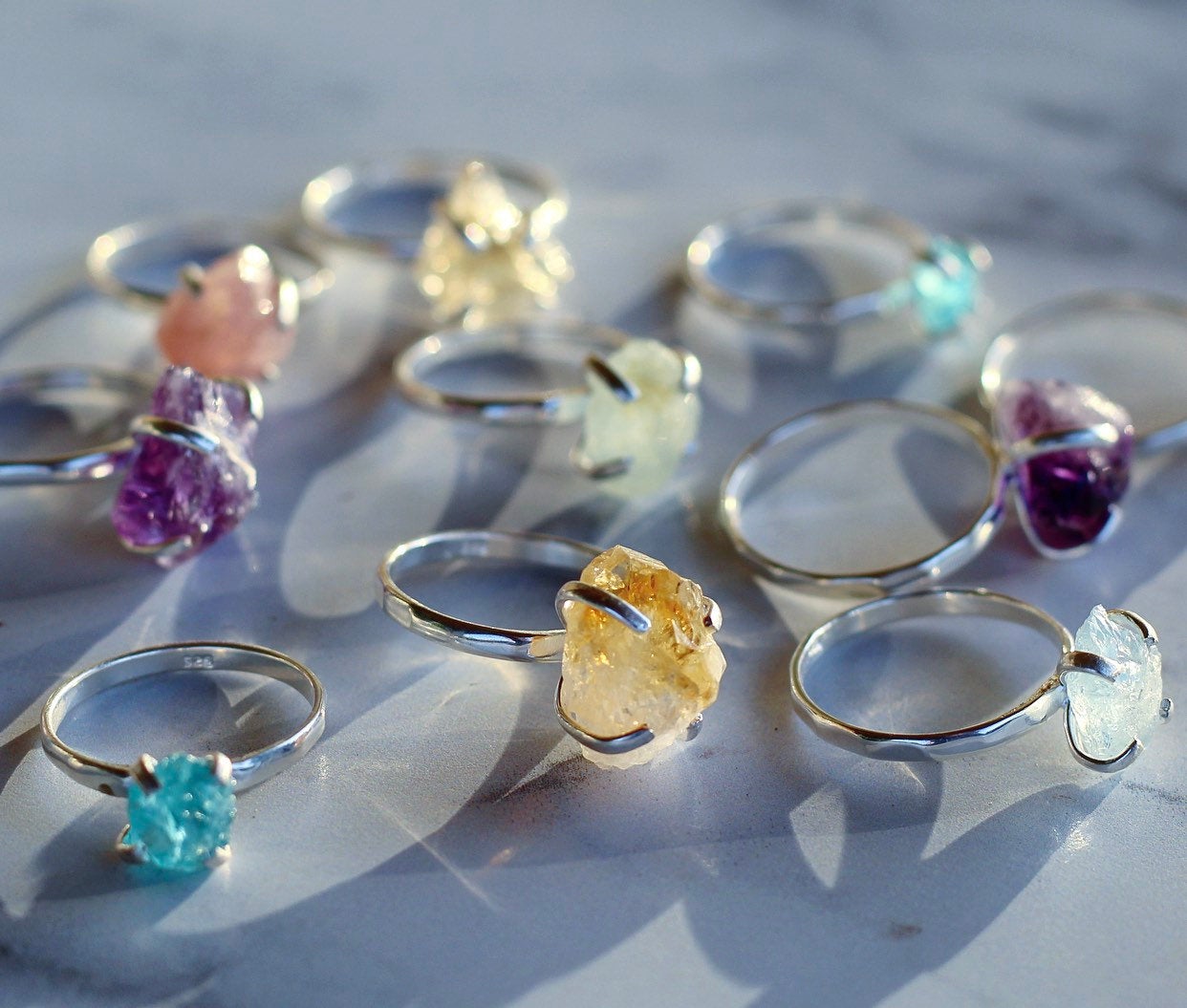 Sterling Silver Raw Citrine Claw Ring | stamped sterling silver.