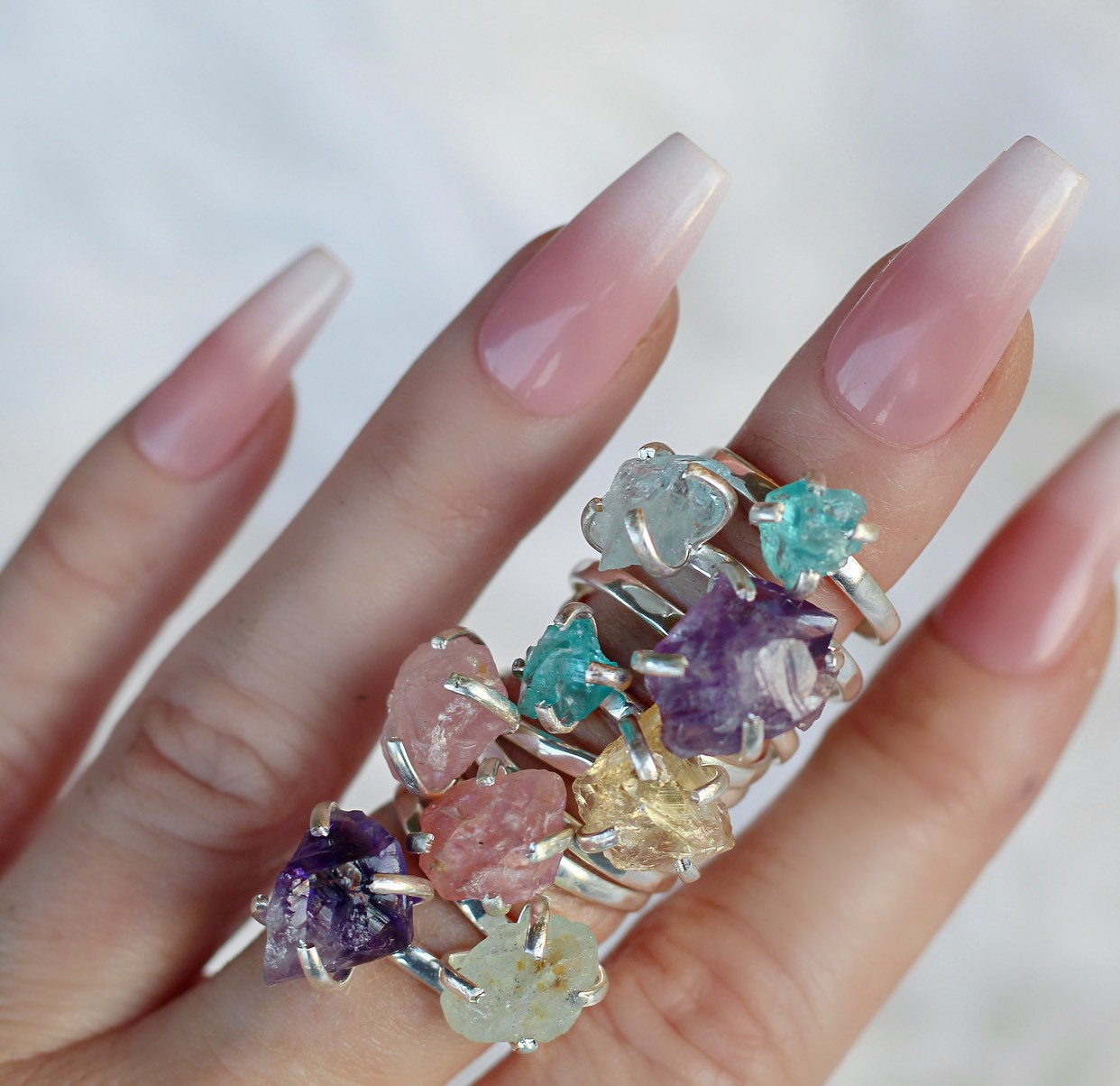 Sterling Silver Raw Amethyst Claw Ring | Each ring is made by hand