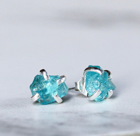 Raw Blue Apatite Claw Studs