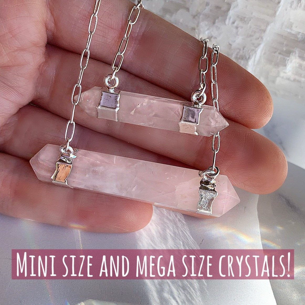Double Terminated Crystal Quartz Bar Necklace