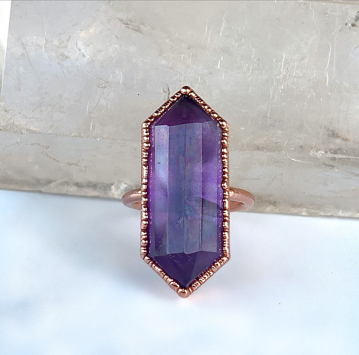 Amethyst Statement Ring, Amethyst Point Ring, Amethyst Crystal Cocktail Ring, Large Amethyst Crystal Ring