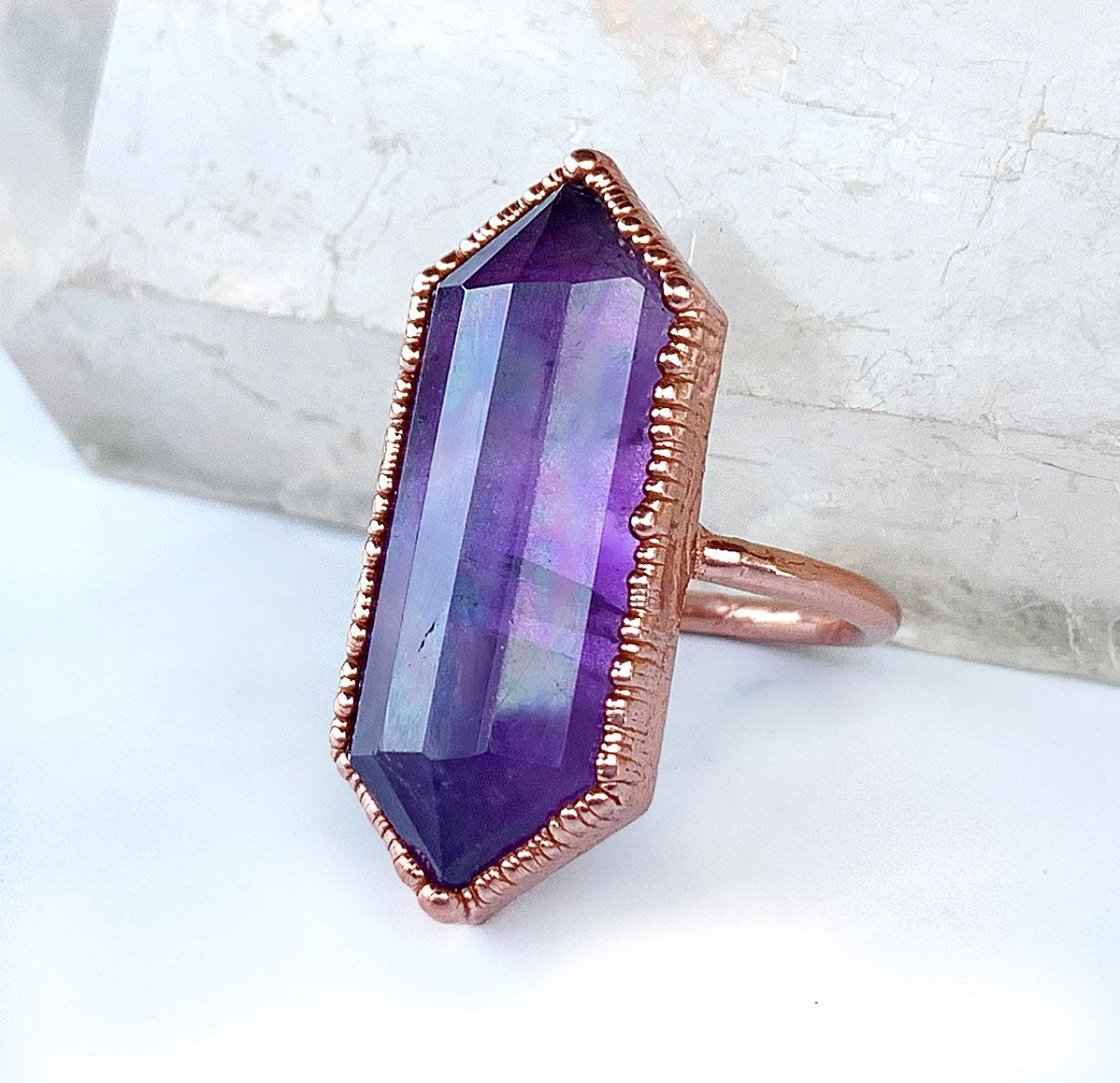 Amethyst Statement Ring, Amethyst Point Ring, Amethyst Crystal Cocktail Ring, Large Amethyst Crystal Ring