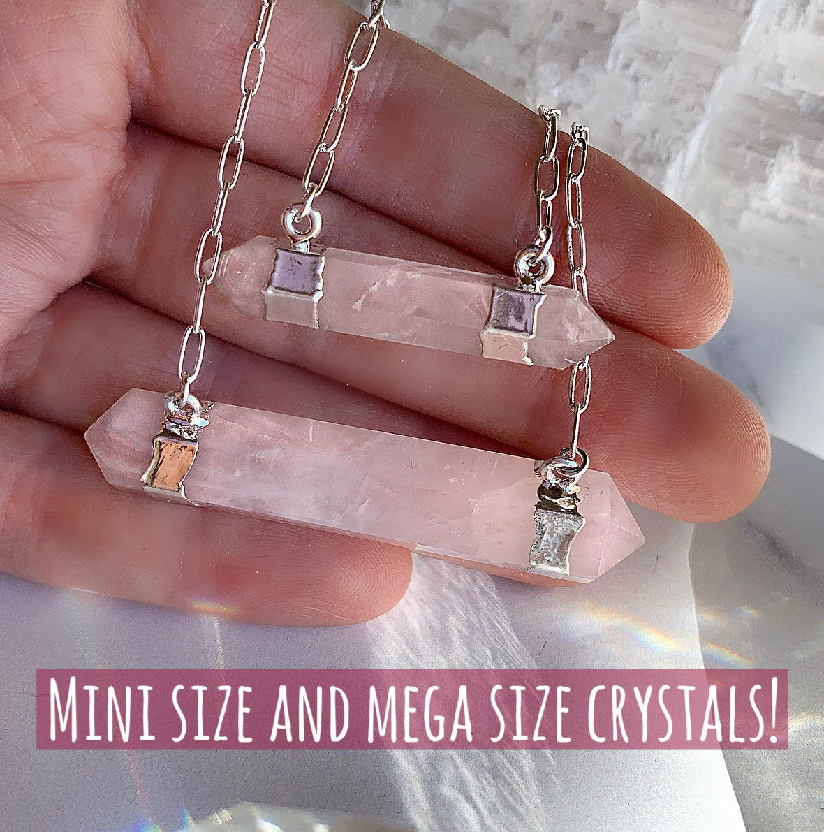 Double Terminated Amethyst Bar Necklace, Gold, Silver