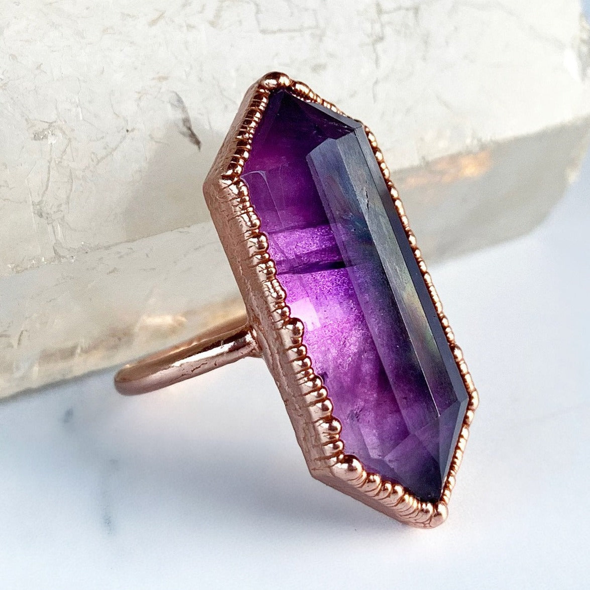 Amethyst Statement Ring, Amethyst Point Ring, Amethyst Crystal Cocktail Ring, Large Amethyst Crystal Ring
