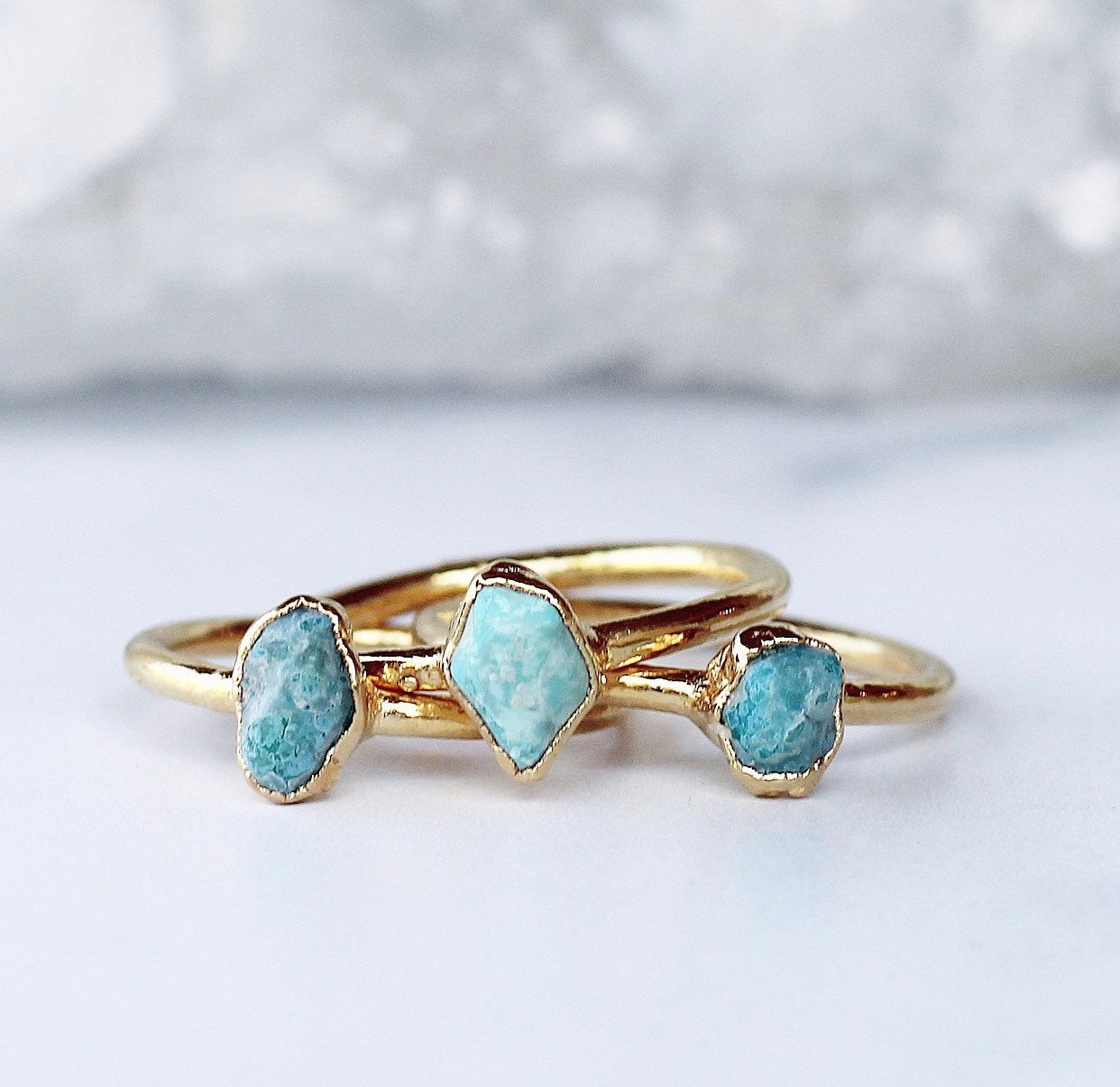 Raw Turquoise Ring Gold, December Birthstone Ring Gold Band, December Raw Gemstone Ring, Raw Turquoise Stone Ring, December Gemstone Gift