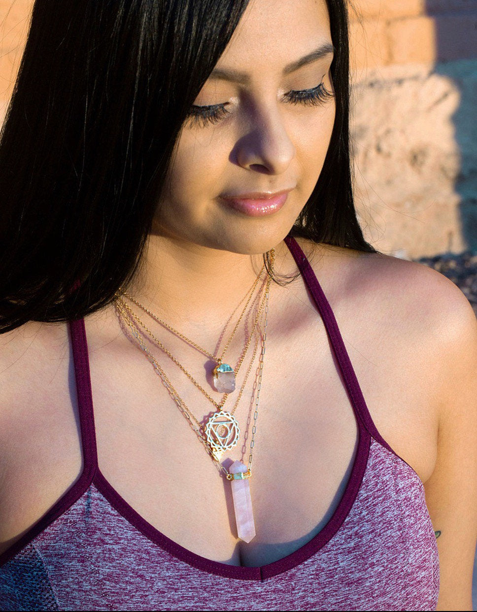 Chakra Symbol Necklace, Gold Medallion Necklace, Yoga Charm Necklace, Boho Layer Necklace, Om Necklace, Yoga Jewelry, Gift for Her
